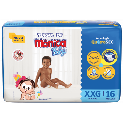 Fralda Turma da Mônica Jumbo (XXG) C/16 Fardos com 6 Pacotes