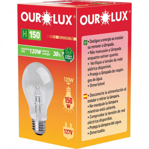LÂMPADA  OUROLUX HALÔGENA CLARA 127V - H150 120W PT COM 10 UM