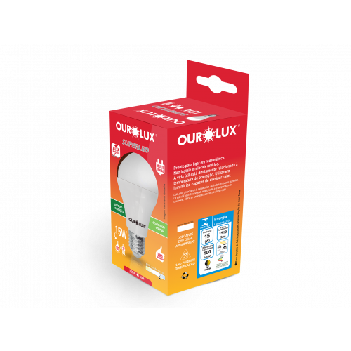 LÂMPADA OUROLUX SUPERLED CAIXINHA BIVOLT. - 15W PT COM 10 UM