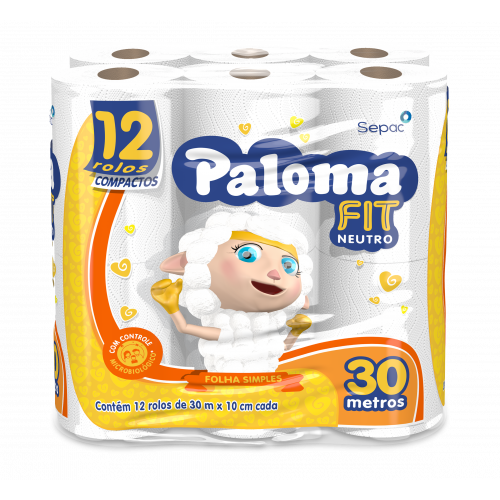 PALOMA FIT C/12 FOLHA SIMPLES 30MTS - NEUTRO FD COM 6 PT