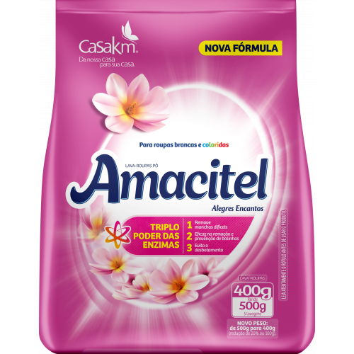 LAVA ROUPAS EM PO AMACITEL 400G - ALEGRES ENCANTOS FD COM 24 UM