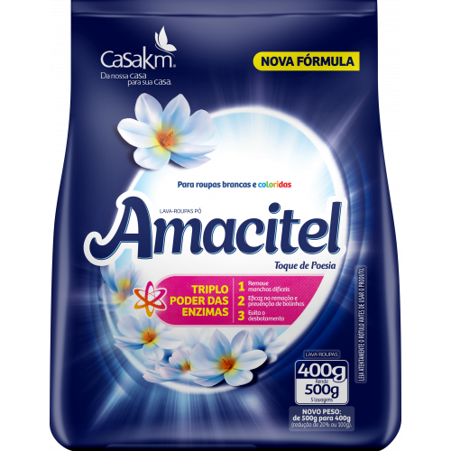 LAVA ROUPAS EM PO AMACITEL 400G - TOQUE DE POESIAFD COM 24 UM
