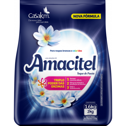 LAVA ROUPAS EM PO AMACITEL 1,6 KG - TOQUE DE POESIA FD COM 7 UM