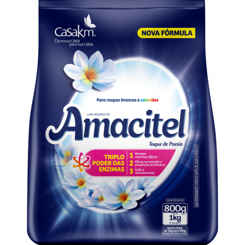LAVA ROUPAS EM PO AMACITEL 800G - TOQUE DE POESIA FD COM 16 UM