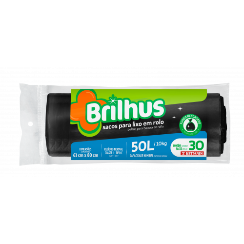 BRILHUS SACO P/ LIXO ROLO - 50L UM COM 1 UM