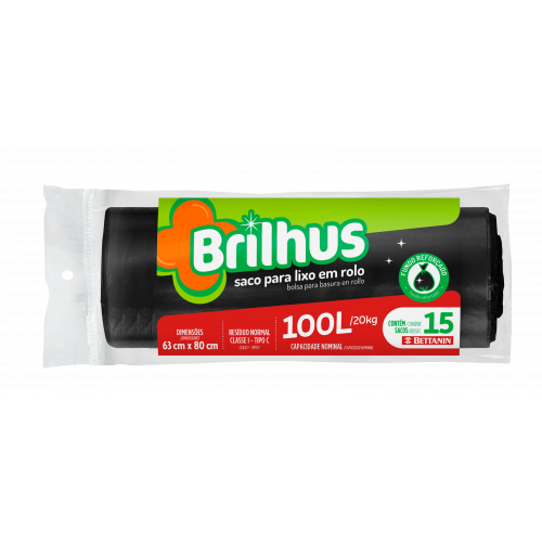 BRILHUS SACO P/ LIXO ROLO - 100L UM COM 1 UM