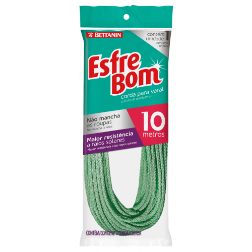 ESFREBOM CORDA P/VARAL PLÁSTICO - 10M PT COM 12 UM