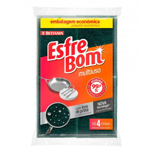 ESFREBOM ESPONJA MULTIUSO L4P3 - ABRASIVA CX COM 144 UM