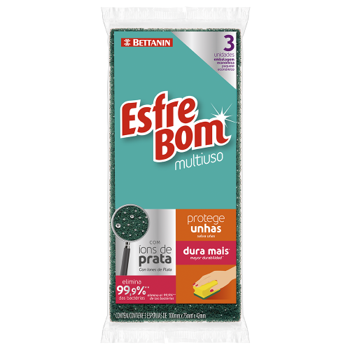 ESFREBOM ESPONJA PROTEGE UNHA ABRASIVA - C/3 UM COM 1 UM
