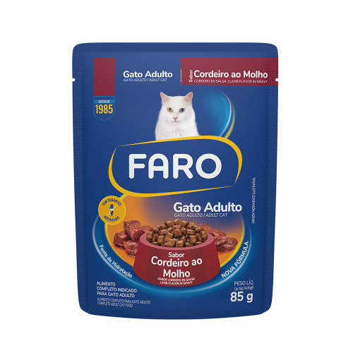 FARO GATO ADULTO SACHE 85G - CORDEIRO DS COM 18 UN