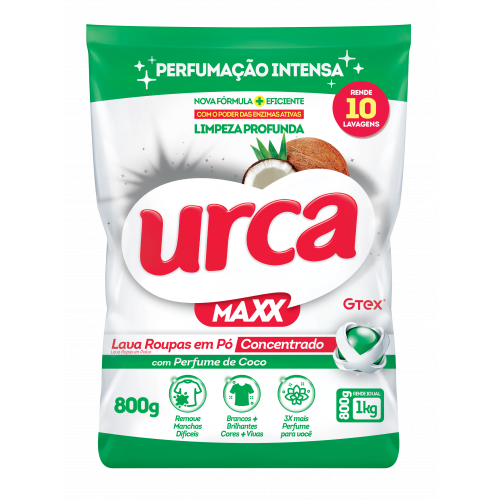 LAVA ROUPA PO URCA SACHE 800GR - COCO CX COM 20 UM