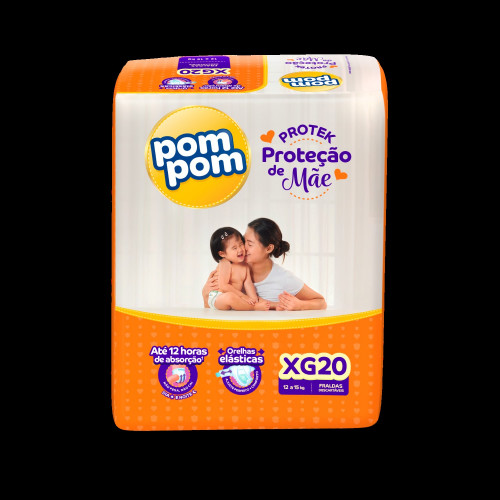Fralda Pom Pom Derma Protek Jumbo  - (XG) C/ 20UN  Fardo com 6 Pacotes