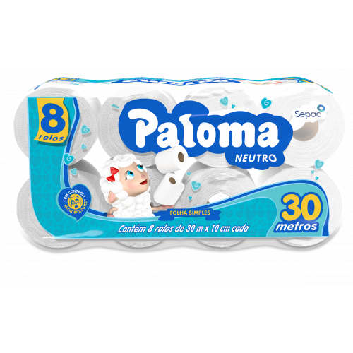 PALOMA C/8 FOLHA SIMPLES 30MTS - NEUTRO FD COM 8 PT