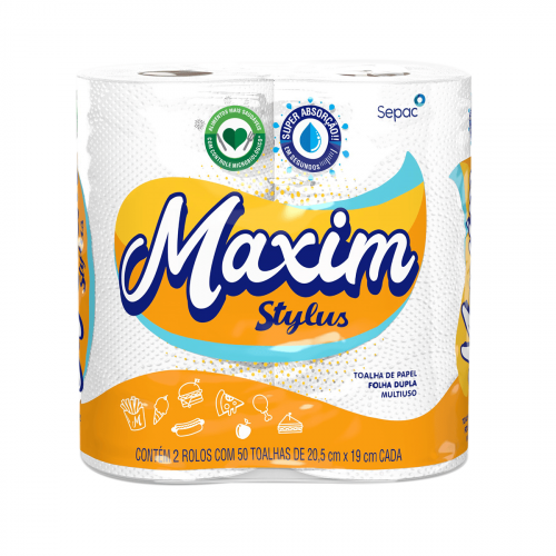 TOALHA MAXIM STYLUS C/12x2 50 FLS - BRANCA FD COM 12 PT