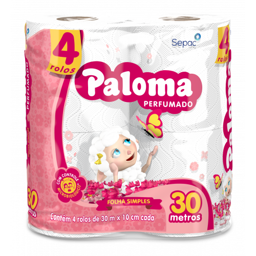 PALOMA C/4 FOLHA SIMPLES 30MTS - PERFUMADO FD COM 16 PT